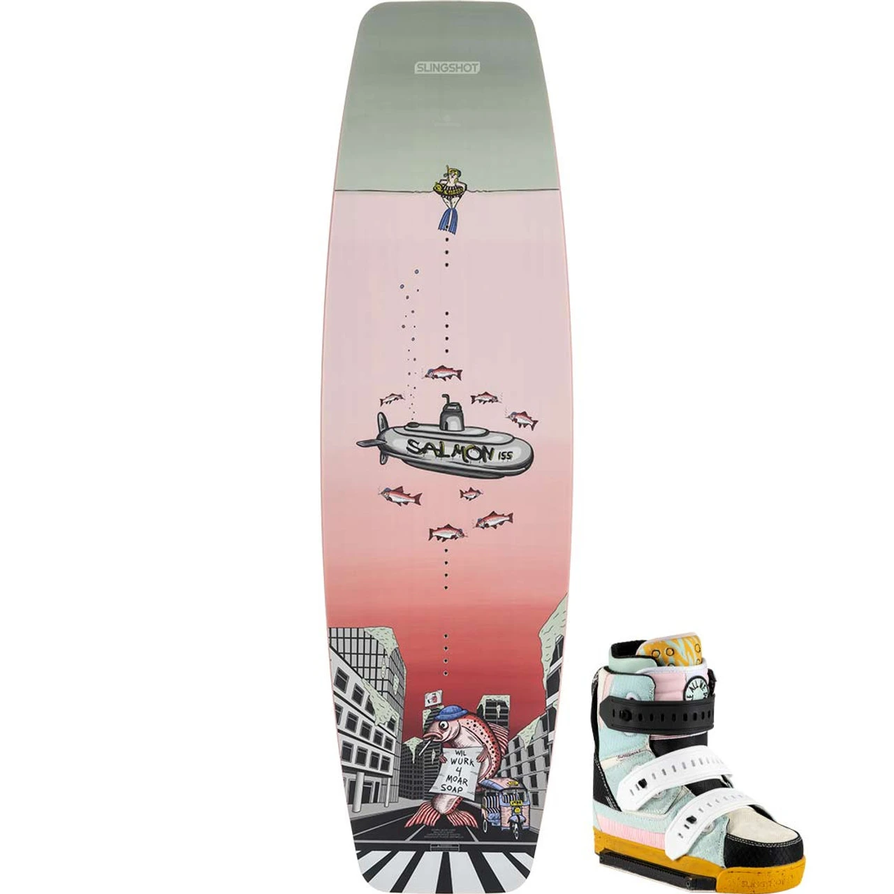Slingshot Salmon Wakeboard Package W/ Copycat Boots - 2023 1 Slingshot Salmon Wakeboard Package W/ Copycat Boots - 2023